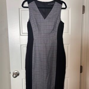 White House Black Market Gray, purple and Black Midi Dress